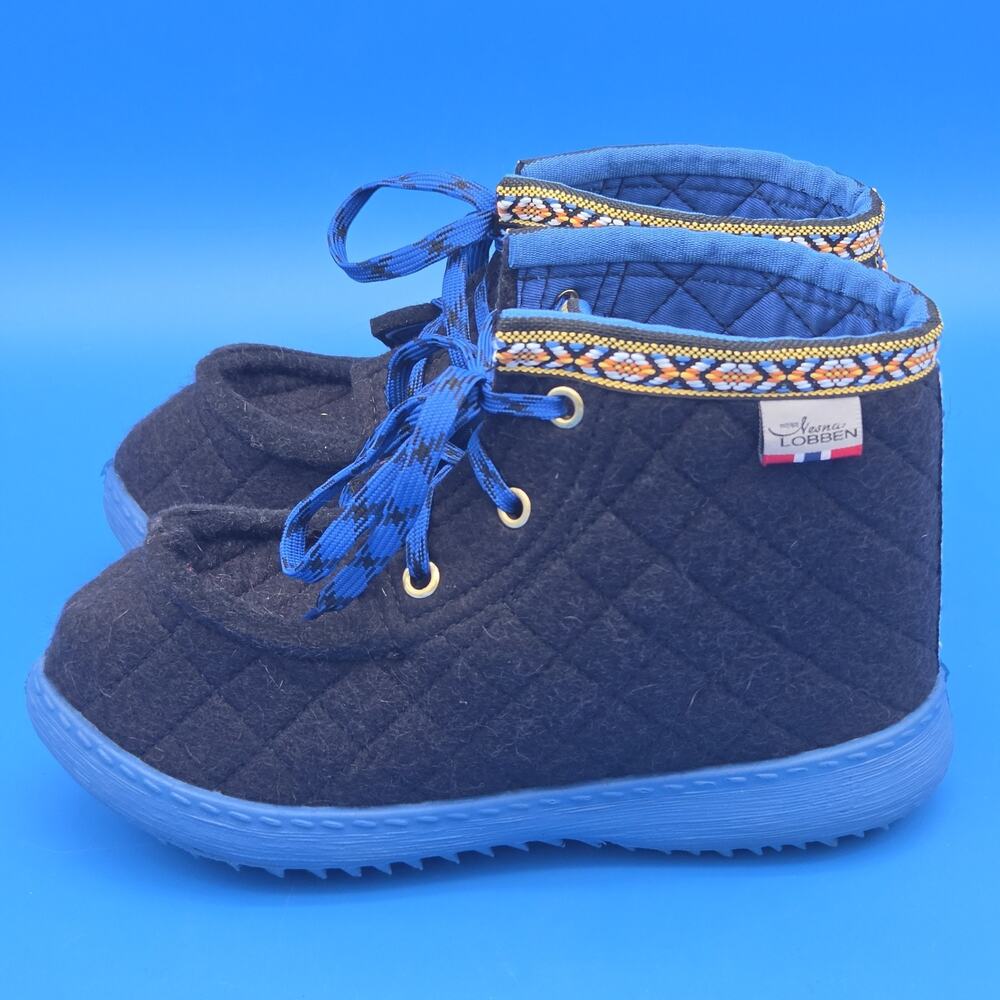 Nye Nesna Lobben Womens Wool Felt Boots EU 41 US 10 Blue Black Lace Up
